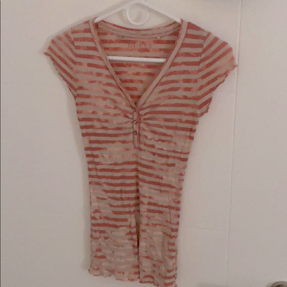 GUESS orange striped t-shirt - Picture 1 of 2